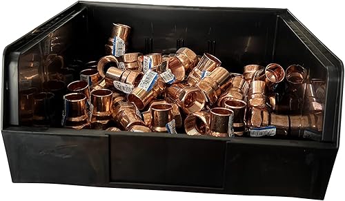 Miniatura 2 de Paquete de 6 contenedores de plástico rojo para colgar apilables, apilables y colgar de plástico, para herramientas, escuela, hospital, oficina,