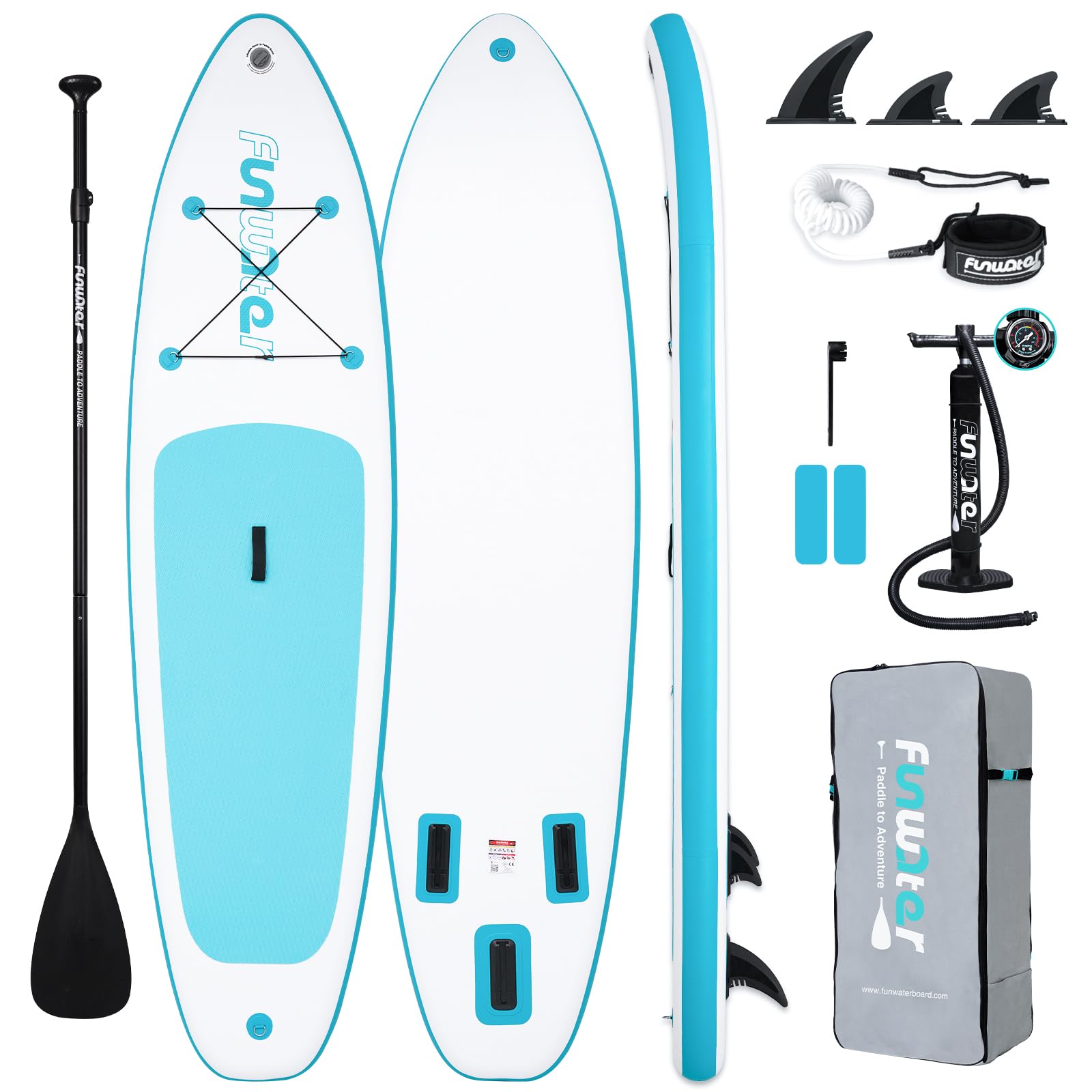 FunWater Inflatable Ultra-Light Stand Up Paddle Board for All Skill Levels with Premium SUP Paddleboard Accessories,Non-Slip Comfort Deck for Youth & Adults