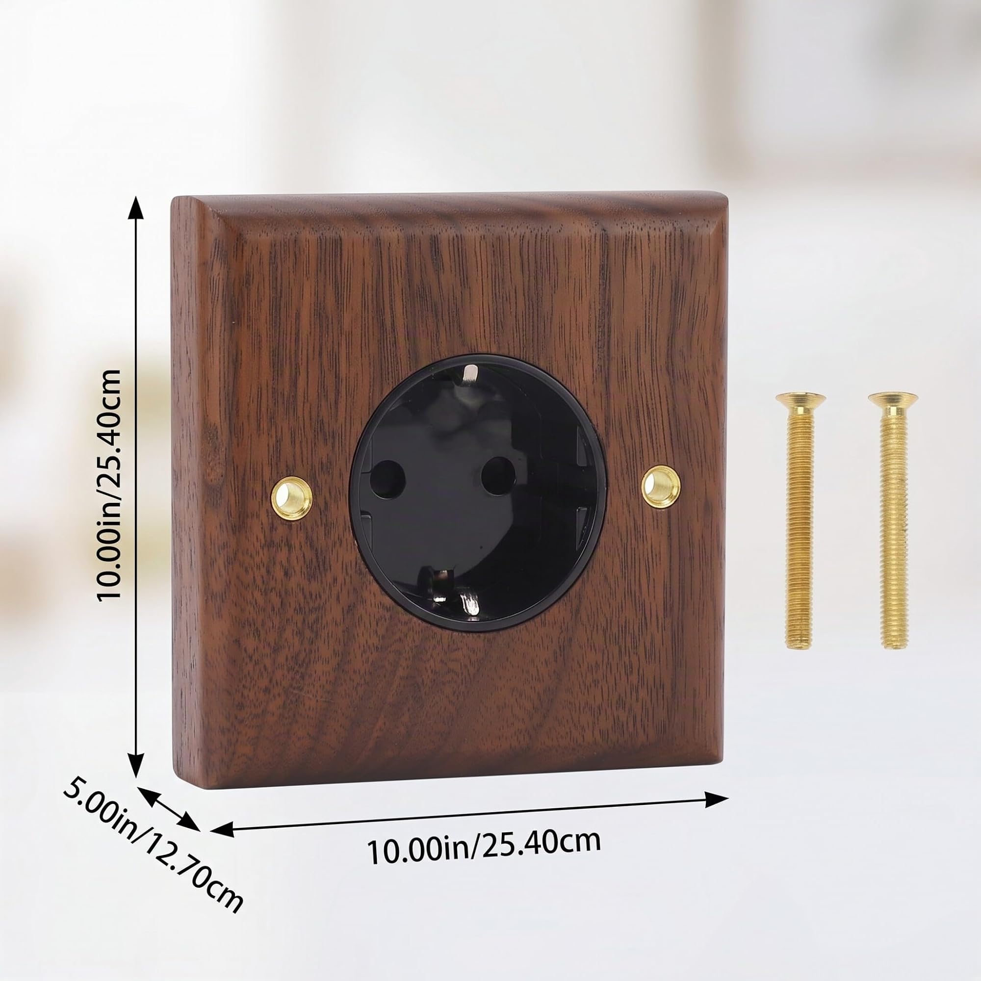 3 Stück elektrische schwarze Retro Wandsteckdose aus schwarzem Walnussholz EU Standard 16 A 250 V mit Lichtschalter für elektronische Geräte