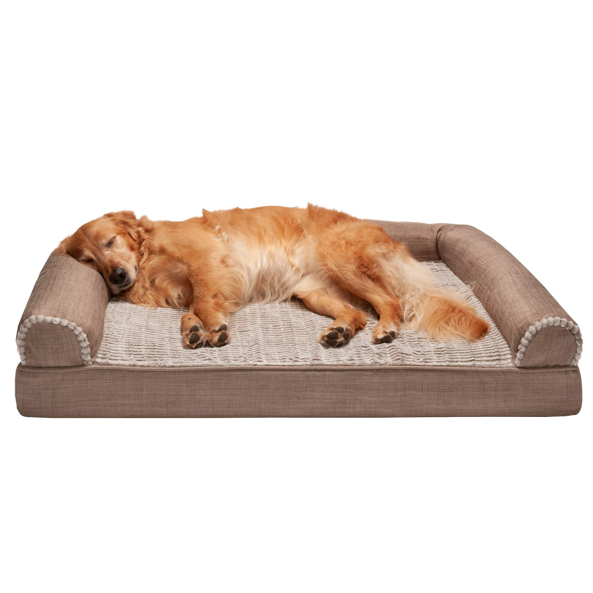 Photo 1 of *MISSING PARTS*
Furhaven XL Orthopedic Dog Bed Luxe Faux Fur & Performance Linen Sofa-Style w/ Removable Washable Cover - Woodsmoke, Jumbo (X-Large) Sofa - Luxe Faux Fur & Linen (Woodsmoke) Jumbo Orthopedic Foam