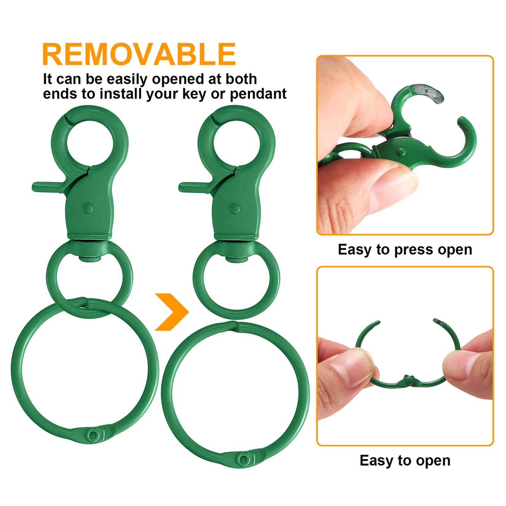 Set Di 10 Moschettoni Colorati Per Portachiavi - Girevoli 360° | Ideali Per Fai Da Te E Decorazioni - Foto 6