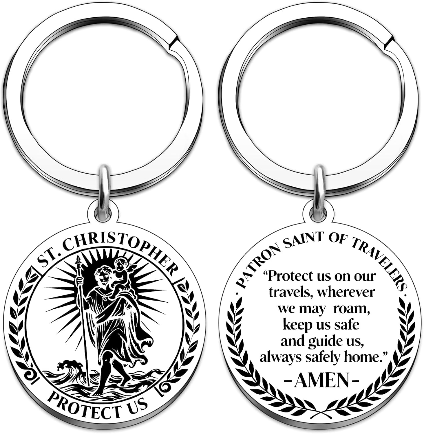 St Christopher Keychain St Christopher Medal For Car Protection Keychain Traveles Catholic Gifts For Men Women