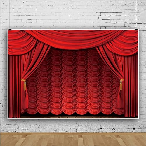 Miniatura 3 de OERJU Cortina roja interior de teatro de 12 x 10 pies, telón de fondo para fotografía de escenario, cenefa, espectáculo, evento, fiesta, fotografía,