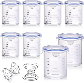 Remerry 8 Sets Paint Container with Stainless Steel Mixing Ball Touch up Storage Cups with Lids Paint Containers Storage Airtight for Repainting (800 ml)