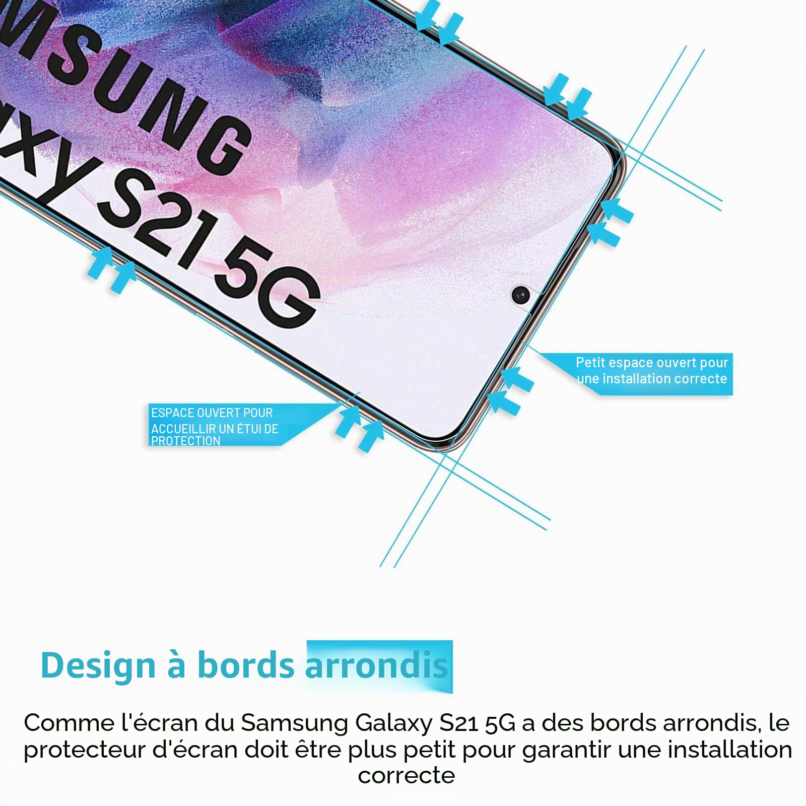 NEW'C Lot de 2, Verre Trempé pour Samsung Galaxy S21 5G (6.2), Film Protection écran -sans Bulles d'air -Ultra Résistant (0,26mm HD Ultra Transparent) Dureté 9H Glass