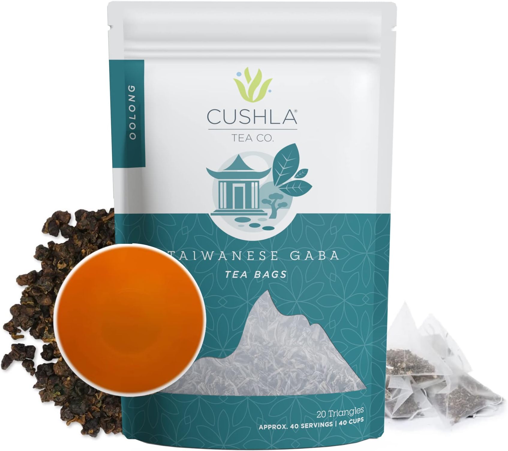 Taiwanese GABA Oolong Tea Bags - Delicious Fresh Packed Gaba Oolong Relaxing Tea. Gabba Wu Long Tea. Approx. 40 Cups