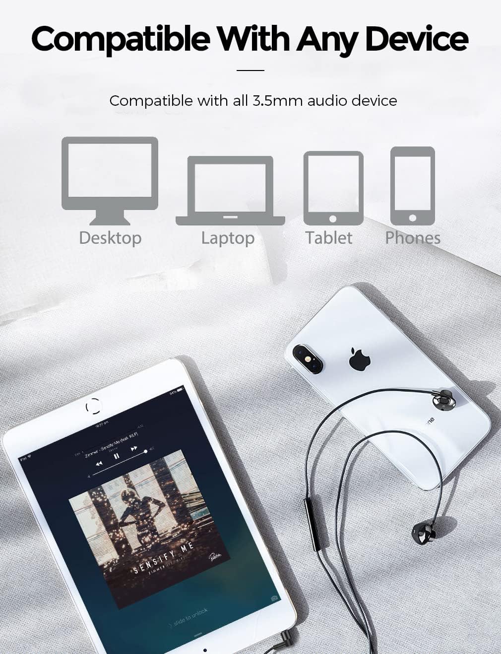 L-shaped 3.5mm jack connected to a smartphone