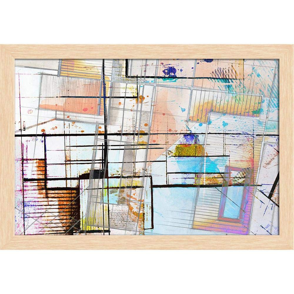 ArtzFolio Abstract Art D8 | Paper Wall Poster Natural Brown Frame with Acrylic Glass | 19 x 13 inch (48 x 33 cms)