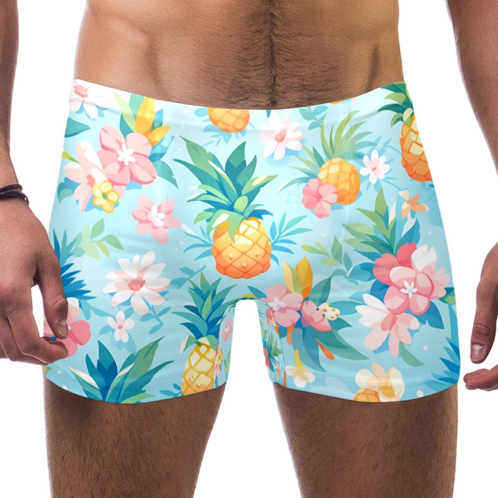 Mens Pineapple Art-1399 Jammer Swimsuit Elastic Waistband Short Boxer Swimsuit Board Shorts, XXL,