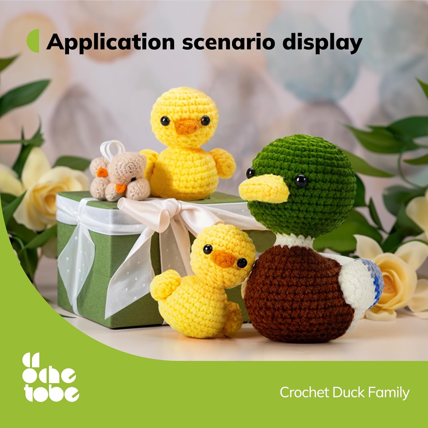 Crochetobe Crochet Kit for Beginners, Crochet Animal Kit Includes Easy to Follow Instructions and Video Tutorials, Complete Beginner Crochet Kit for Adults Kids, 3 PCS Crochet Duck Family Kit