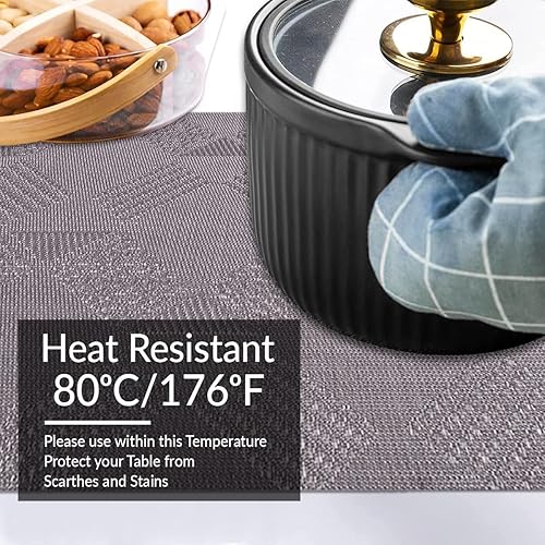 Miniatura 6 de Juego de 8 manteles individuales  Protector de mesa para decoración de cocina, resistente a los arañazos, a las manchas al calor, lavables,