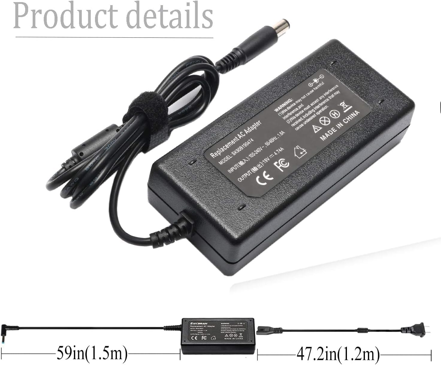 19V Adapter Compatible with HP UltraSlim Docking Station Power Cord Supply 2013 US D9Y32AA#ABA D9Y32UT#ABA D9Y19AV D9Y19AV-ABA HSTNN-IX10 Slimline 260-a000 400 500 Series 260-a114 260-a020 V8P15AA