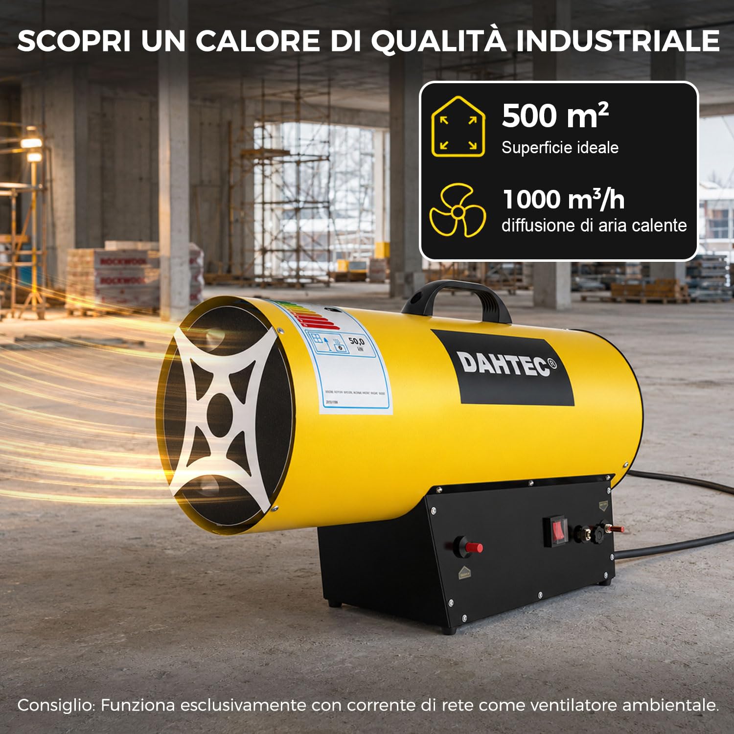 30-50 kW Riscaldatore a Gas Cannone Termico Termoventilatore a Gas Potenza Regolabile Accensione Piezoelettrica