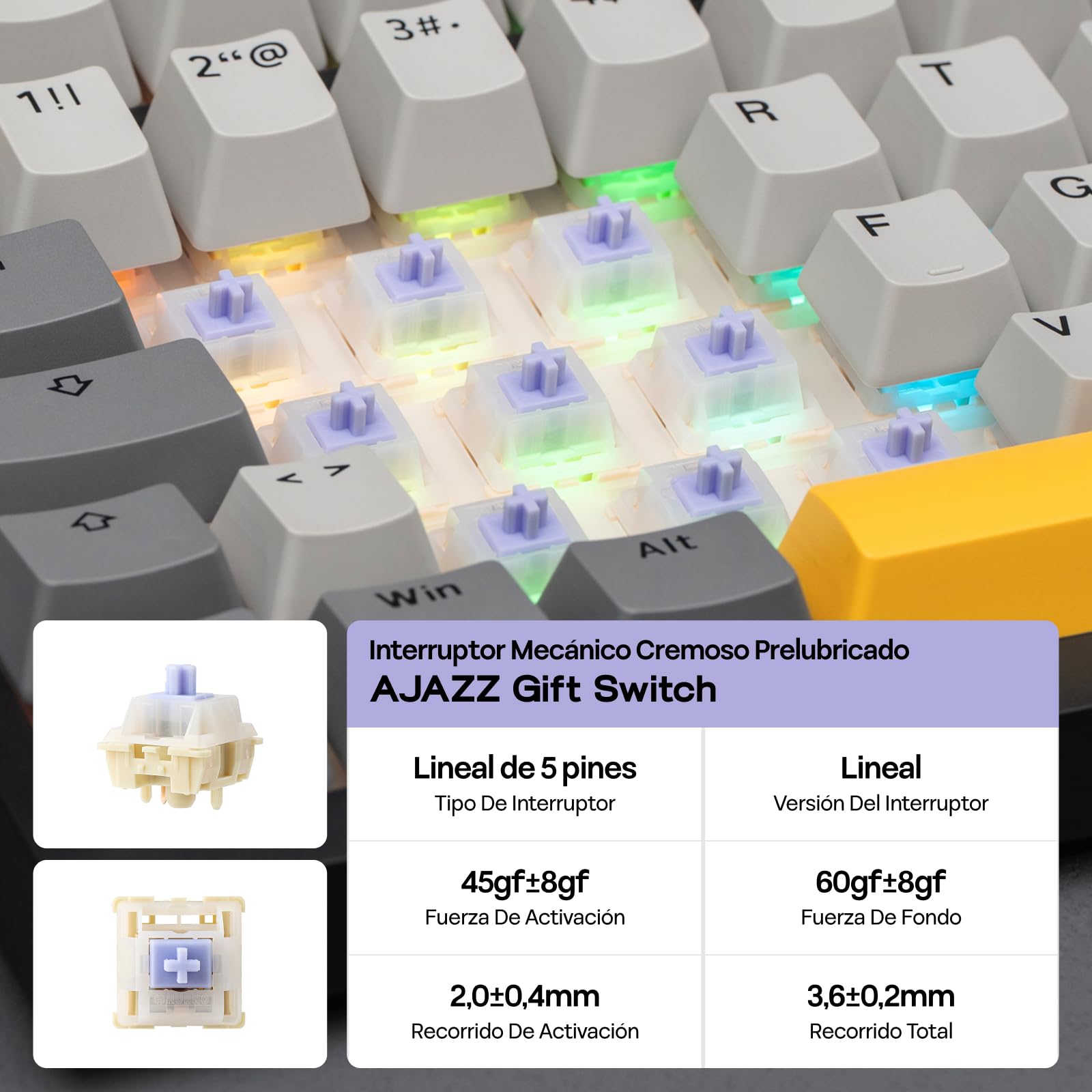 EPOMAKER Ajazz AK820 Pro ISO-ES Teclado Mecánico Inalámbrico, con Pantalla & Perilla, 2.4G/BT/USB, Iluminación RGB, Software Personalizado, Teclado Gaming de 75% Distribución Española para PC/Mac