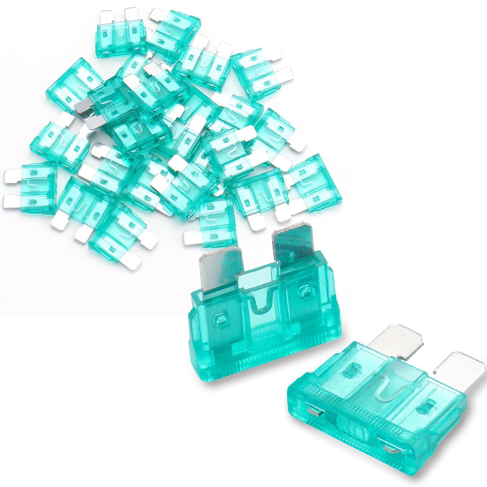 Baomain 100PCS 30 Amp Blade Fuses 30A 32V Fast-Acting Fuse for Automotive Car Truck, Short Circuit Protection Car Fuse, 30A Auto Fuses ATC/ATO (100PCS)