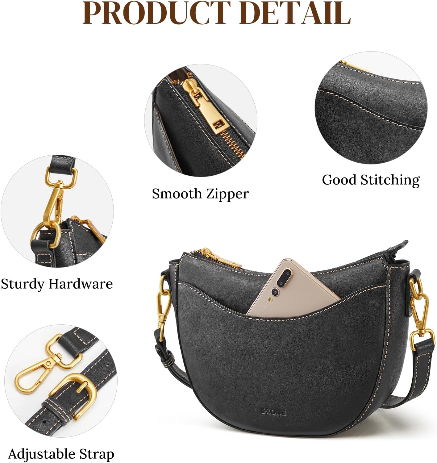 S-ZONE Small Leather Crossbody Bags for Women Cute Purses with RFID Anti-theft Pocket Trendy Shoulder Bag Handbags Satchel - Image 6
