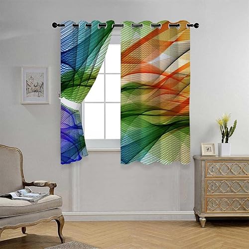 Miniatura 2 de Curtain Sets Colorful Ine Modern Abstract Divider Curtain Cortinas para Separar Cuartos 63Inch Width by 80Inch Length,2 Panels