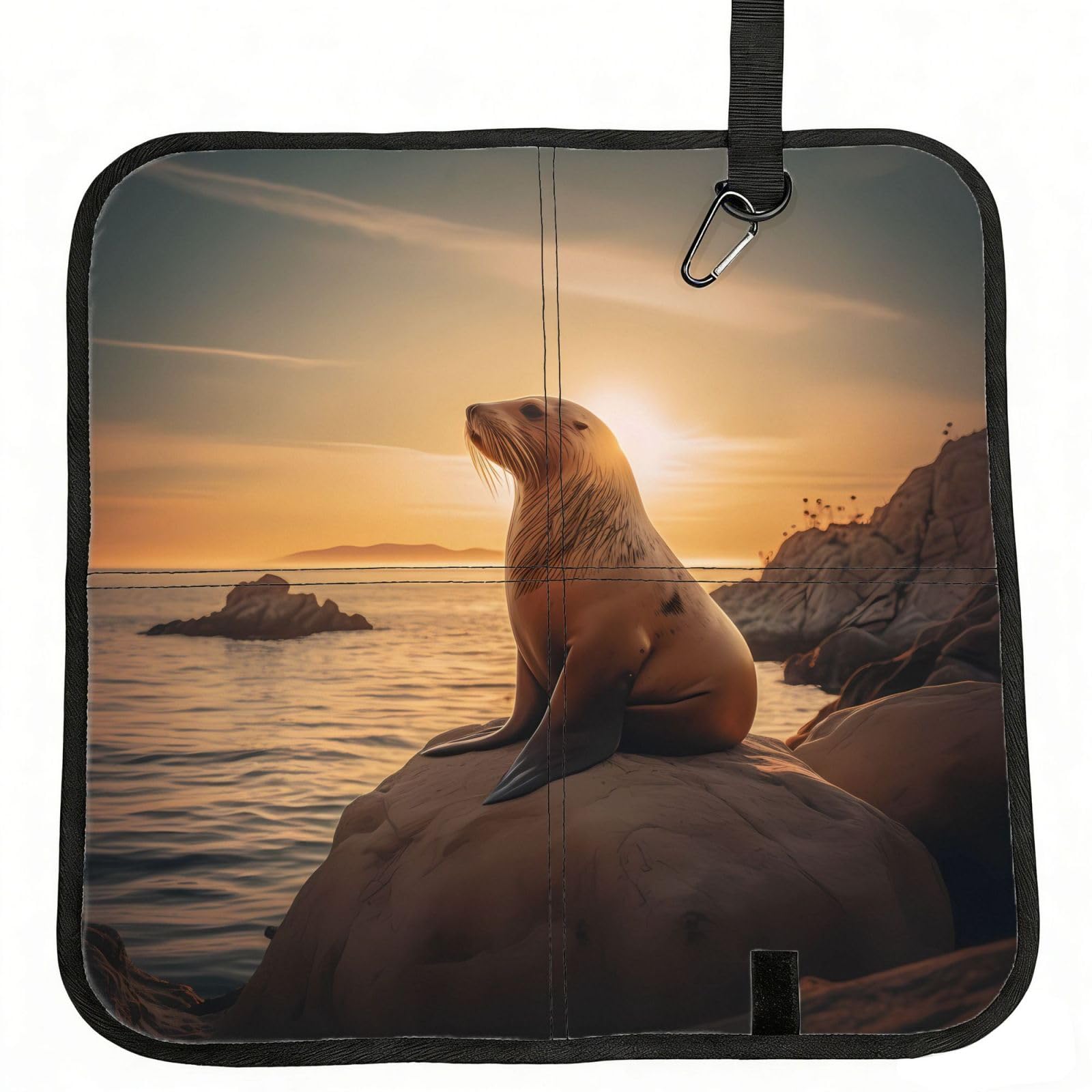 WZYCWB sea lion Foldable Seating Cushion with Carabiner - Stadium Mat for Camping, Hiking and Outdoor Activities