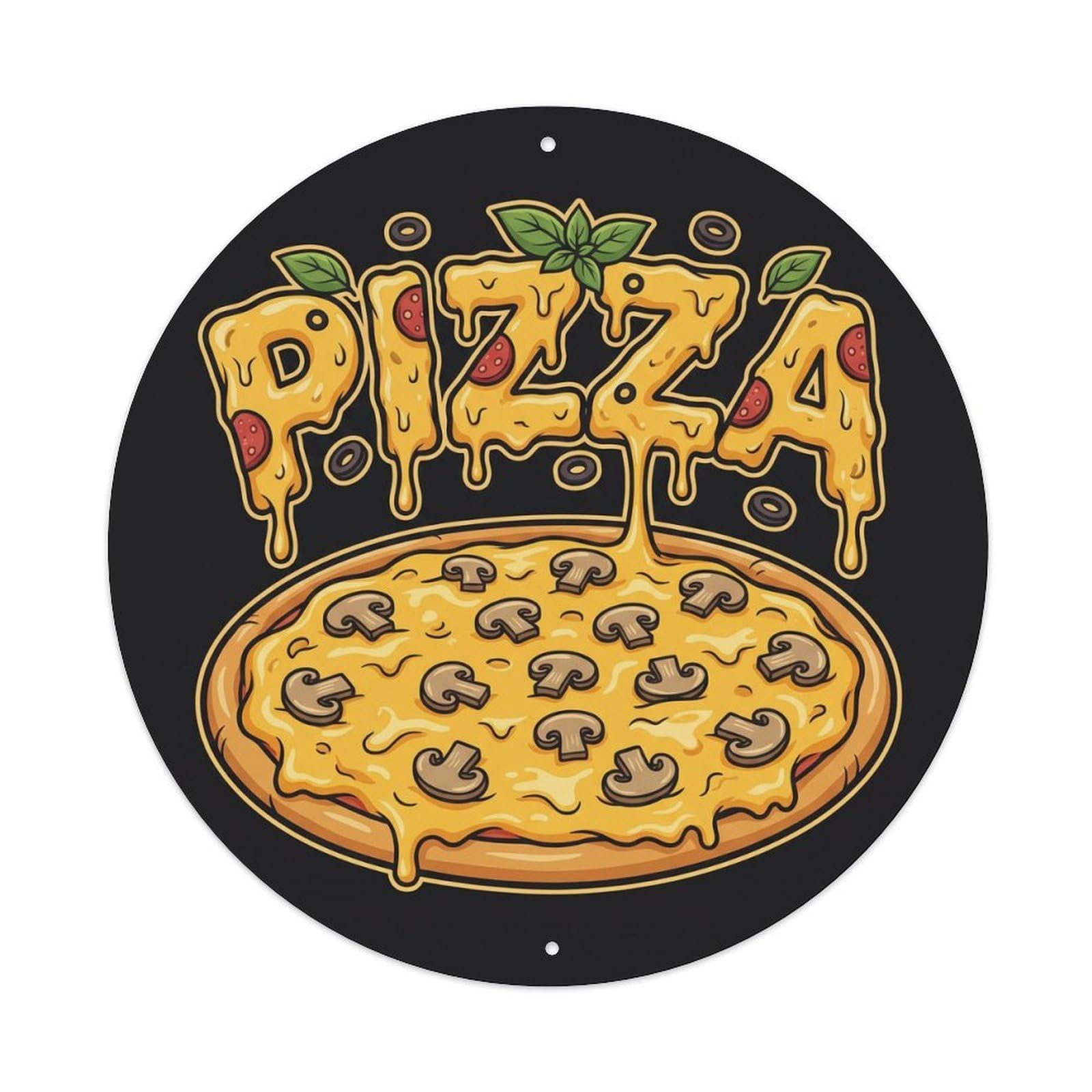 Huiyhb 8X8inch(20X20cm) Vintage Pizza Slice Cheese Mushroom Metal Tin Sign
