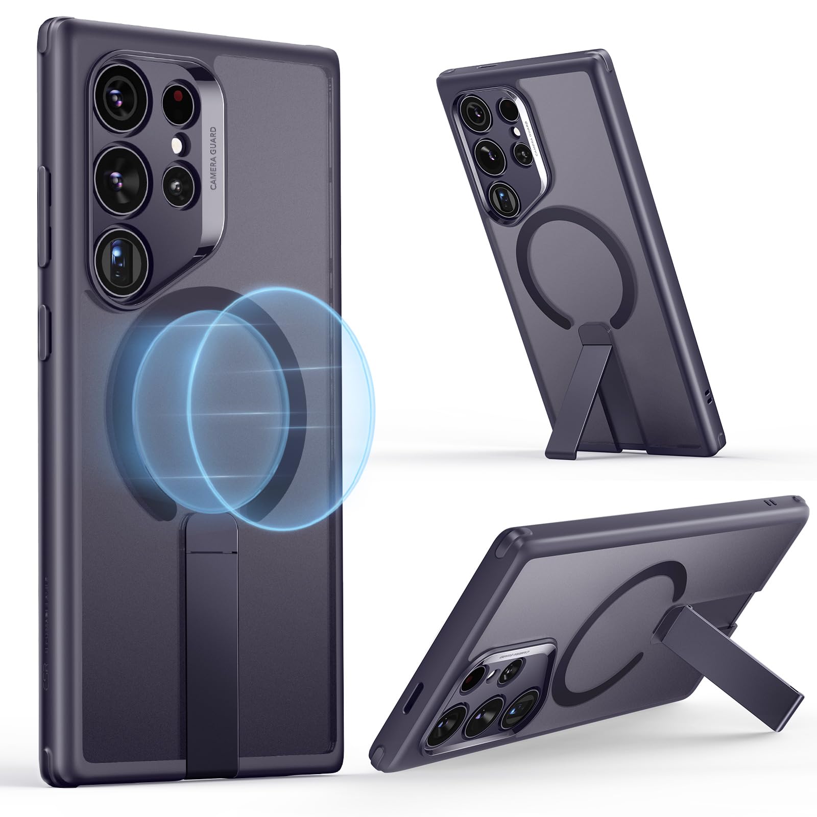 ESR for Samsung Galaxy S24 Ultra Case, Compatible with MagSafe, Magnetic Case for Samsung S24 Ultra, 3 Stand Modes, Military-Grade Drop Protection, Boost Kickstand Case (HaloLock), Frosted Purple