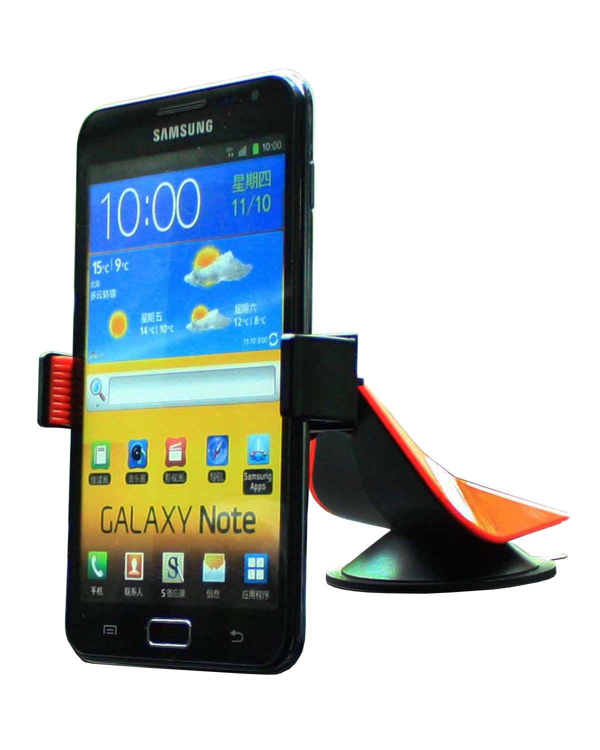 eHotCafe eC1-Rd Universal 2-in-1 Windshield Dashboard GEL Suction Car Mount Holder for Cell Phones - Retail Packaging - Red