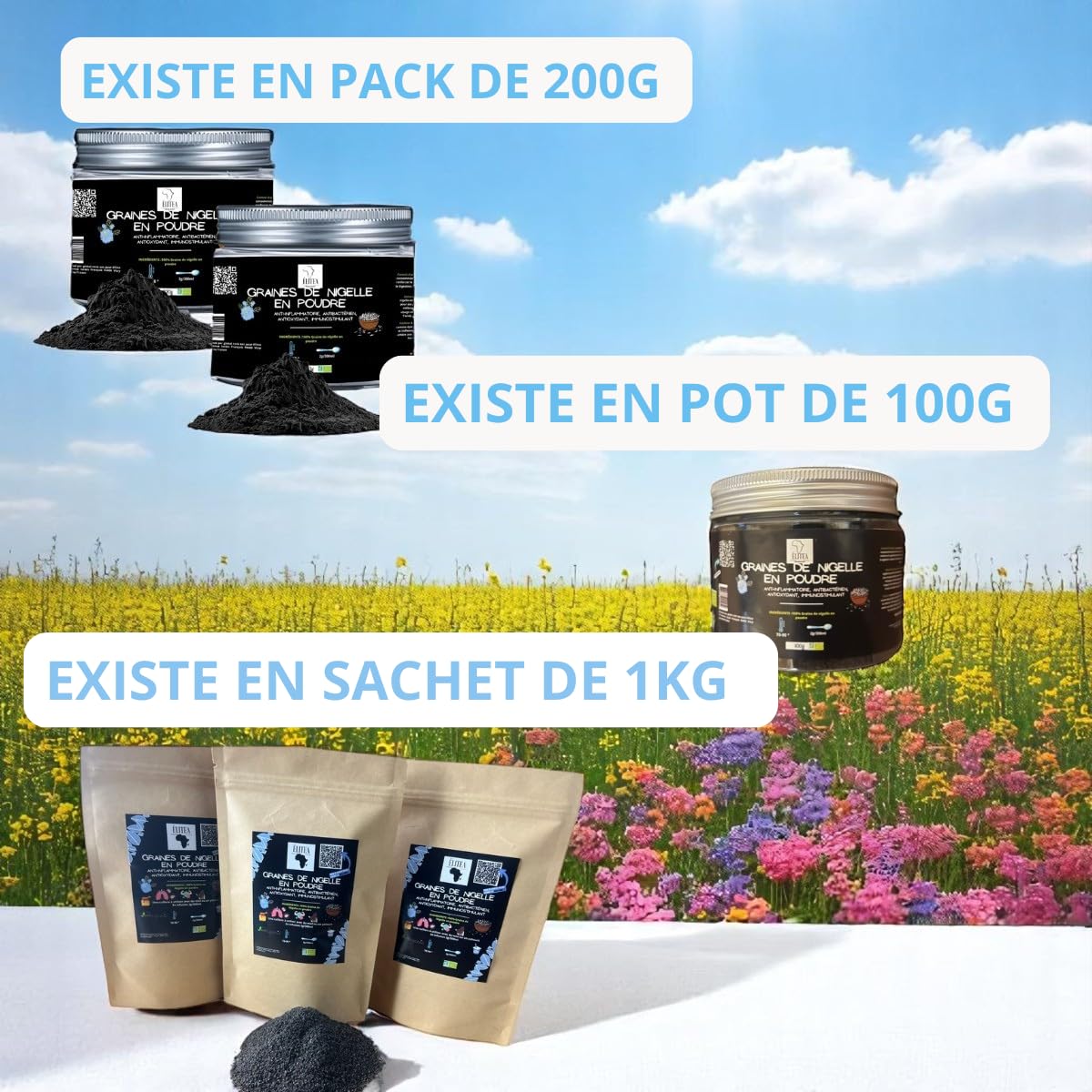 2X Poudre de graine de Nigelle Pure et de Qualité Supérieure Sans Additifs Cumin Noir Graines Moulues 100g Cuisine Cosmétique Bien-être Infusion Smoothie Superaliment DIY D'Origine Naturelle Vegan