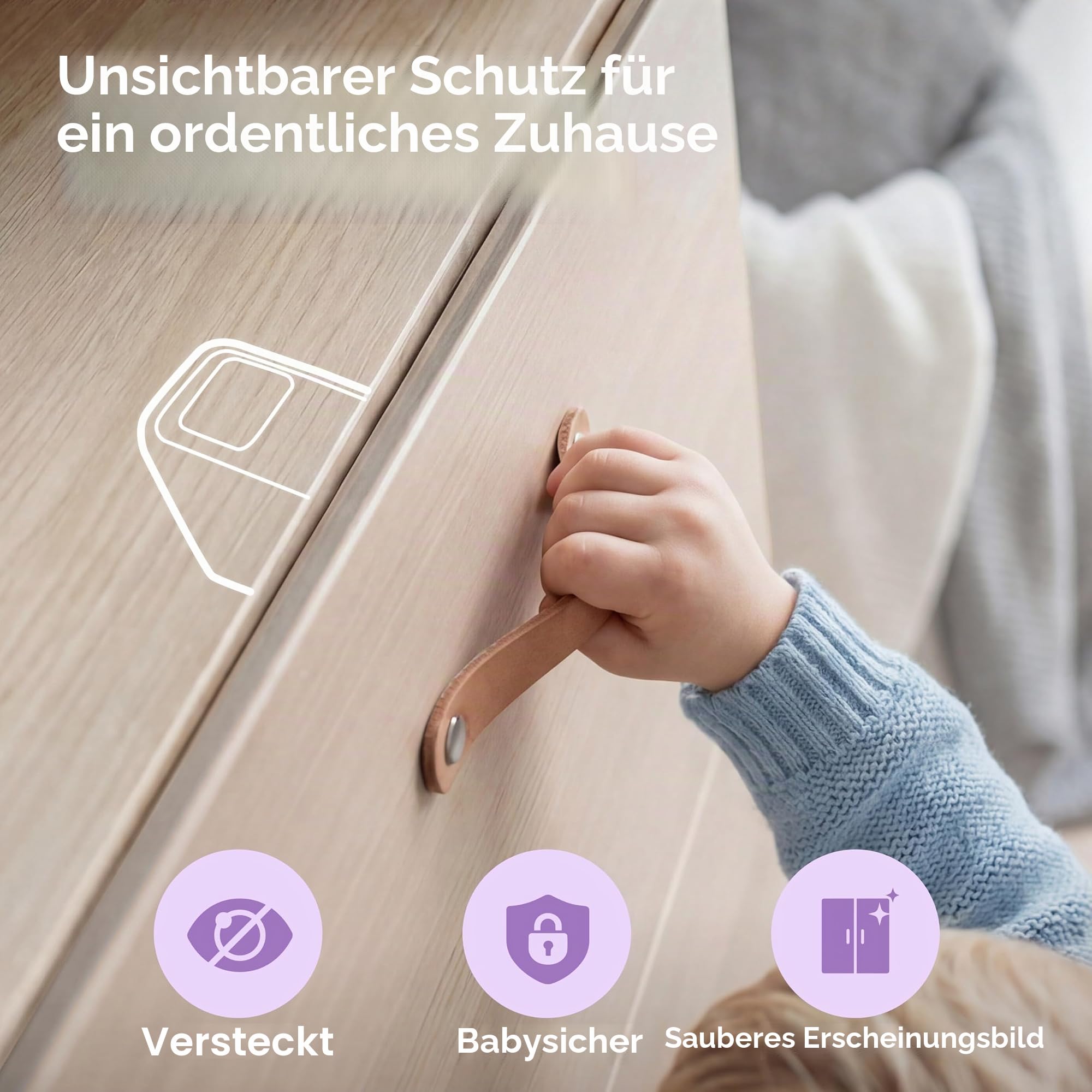 Lalalark Magnetische Kindersicherung (24 Schlösser + 4 Schlüssel), Selbstklebende Kindersicherungen, Unsichtbarer Magnetverschluss, werkzeuglose Kindersicherungen für Schränke, Schubladen und Türen