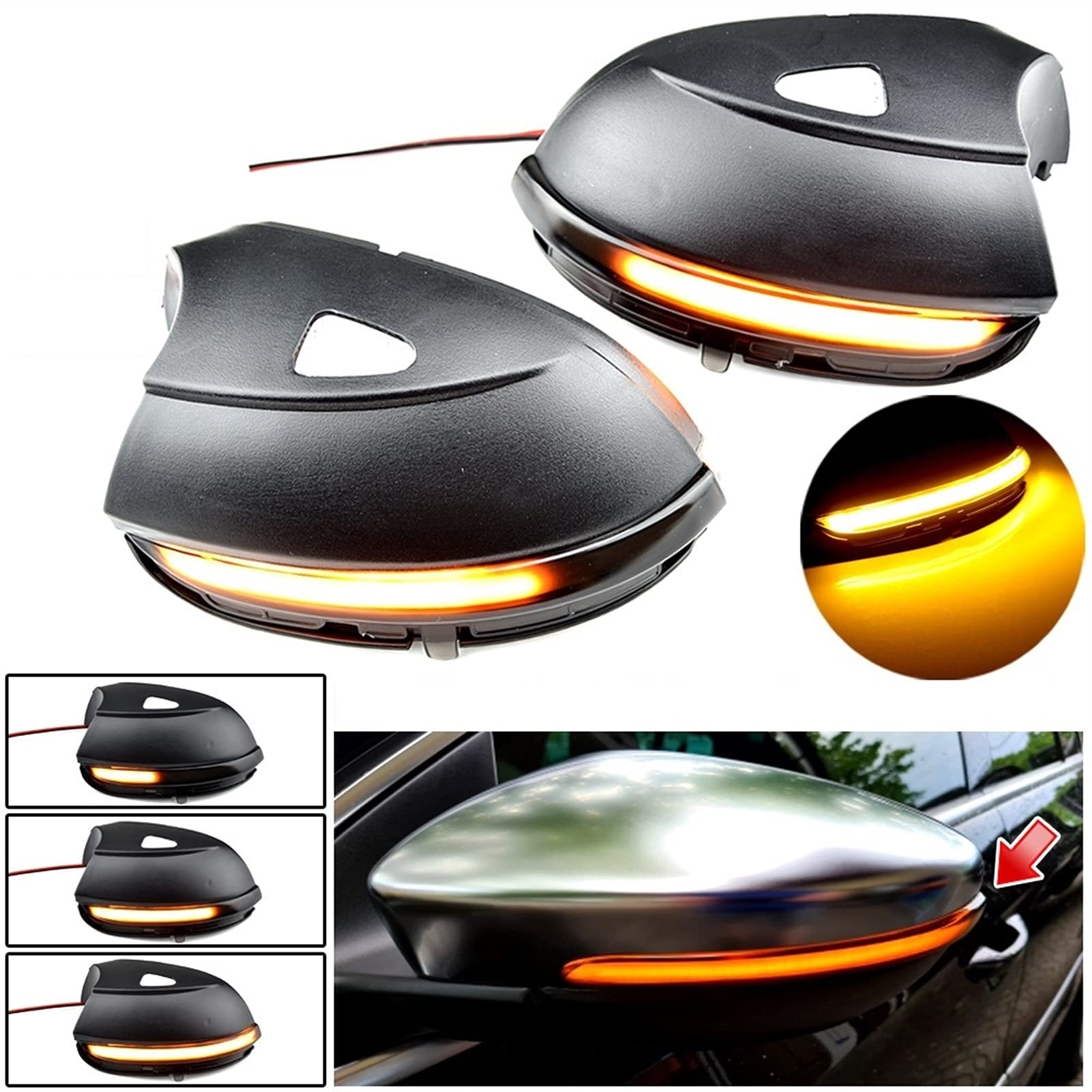 Retrovisor Luces Indicadoras,Intermitentes Lateral Indicador De Espejo Dinámico Blinker Uso Apto Para Volkswagen Scirocco MK3 Passat B7 CC Beetle Ligero De Señal De Giro Lateral 2012 2014