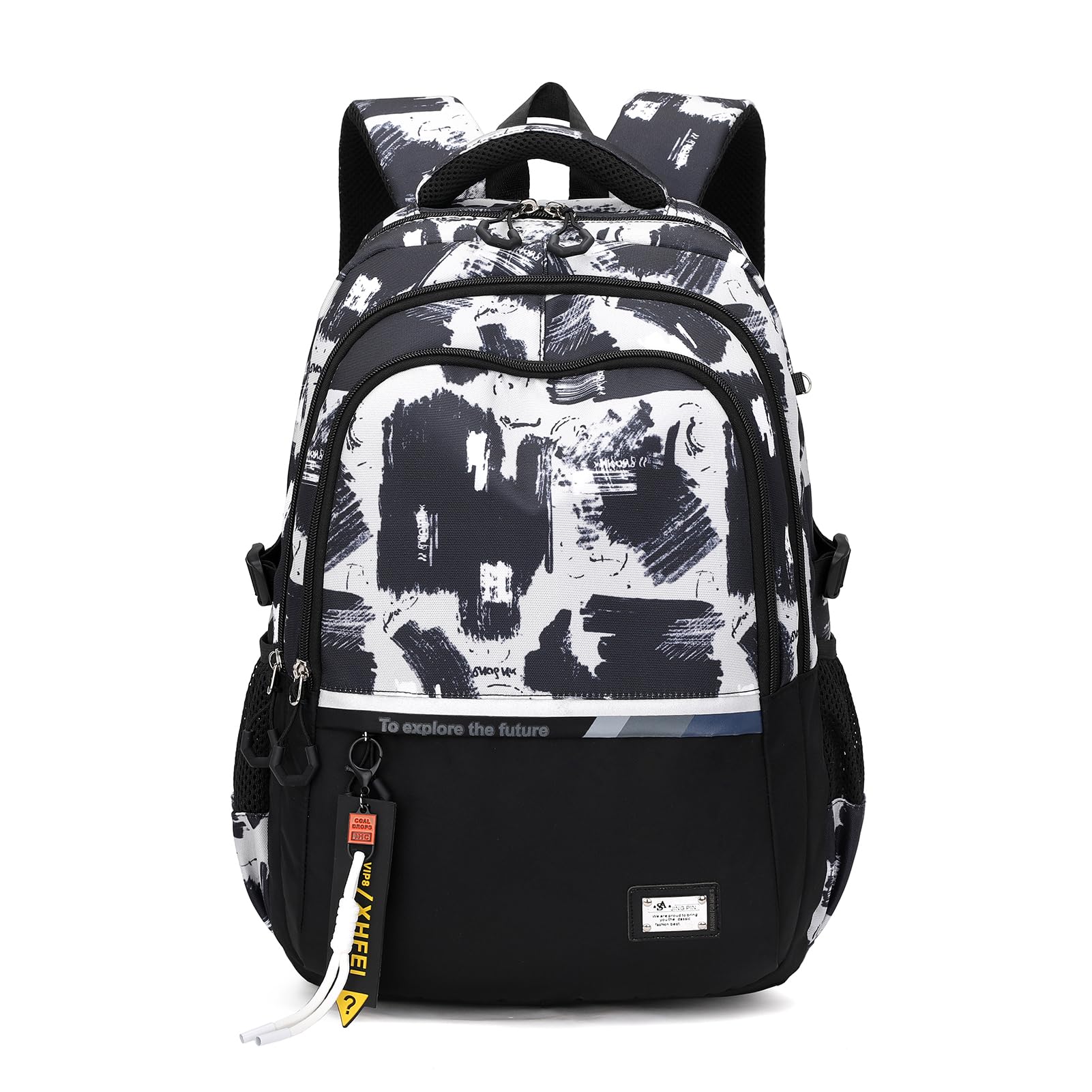 Amythe Zaino Scuola Superiore e Media per Ragazzi Grande Leggero Moda | 32L Zaini Casual Uomo Pc 16", Borsa Scuola Adolescenti, Nero Idrorepellente Pettorina, Adatto al Trolley, Ritorno / Viaggio