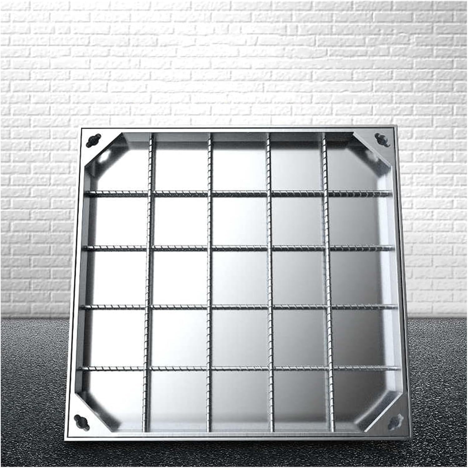 Couvercle de trou d'homme 70x70 anti-odeur et invisible en inox pour trappe de regard extérieure