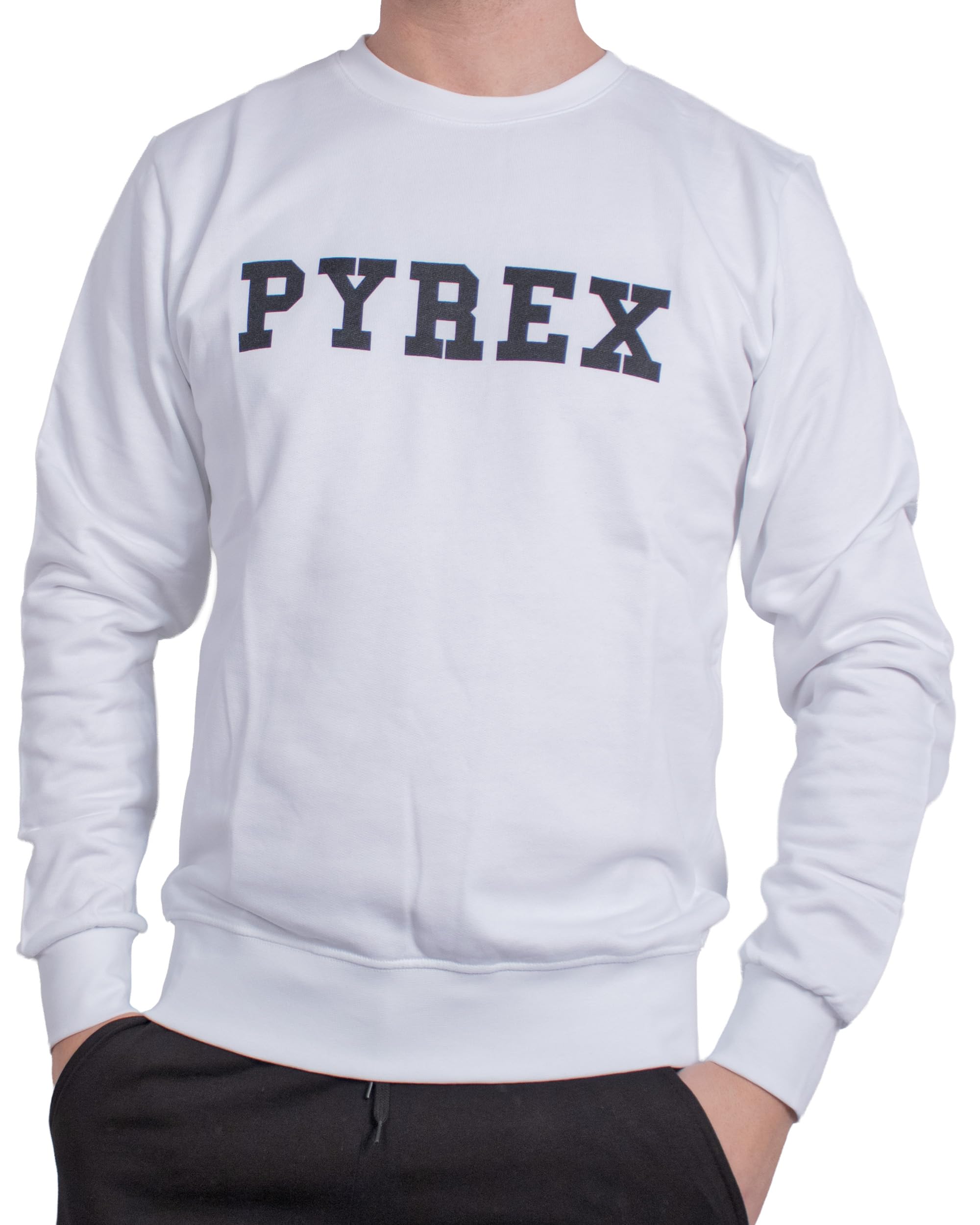 PYREX ORIGINAL - Felpa Girocollo da Uomo in Cotone, Polsini Elasticizzati, Logo Frontale - Art.45102
