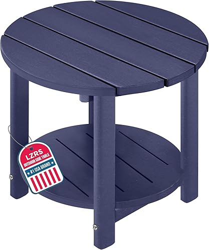 Miniatura 49 de LZRS Mesa Lateral Redonda Adirondack para Patio Mesa de Esquina, Mesas Laterales para Exteriores para Patio, Jardín, Piscina, Complemento