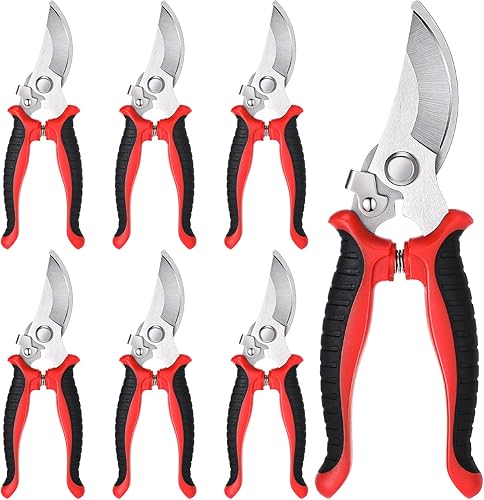 6 tijeras de podar de jardín resistentes a granel, tijeras de jardinería de acero inoxidable, tijeras de jardinería de mano, podadoras manuales de