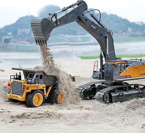 Miniatura 7 de kolegend Excavadora de control remoto excavadora RC a escala 114 actualización de 22 canales vehículos de construcción completamente funcionales