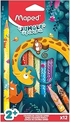 Lápis de Cor Jungle Fever Jumbo, 12 Cores, Maped