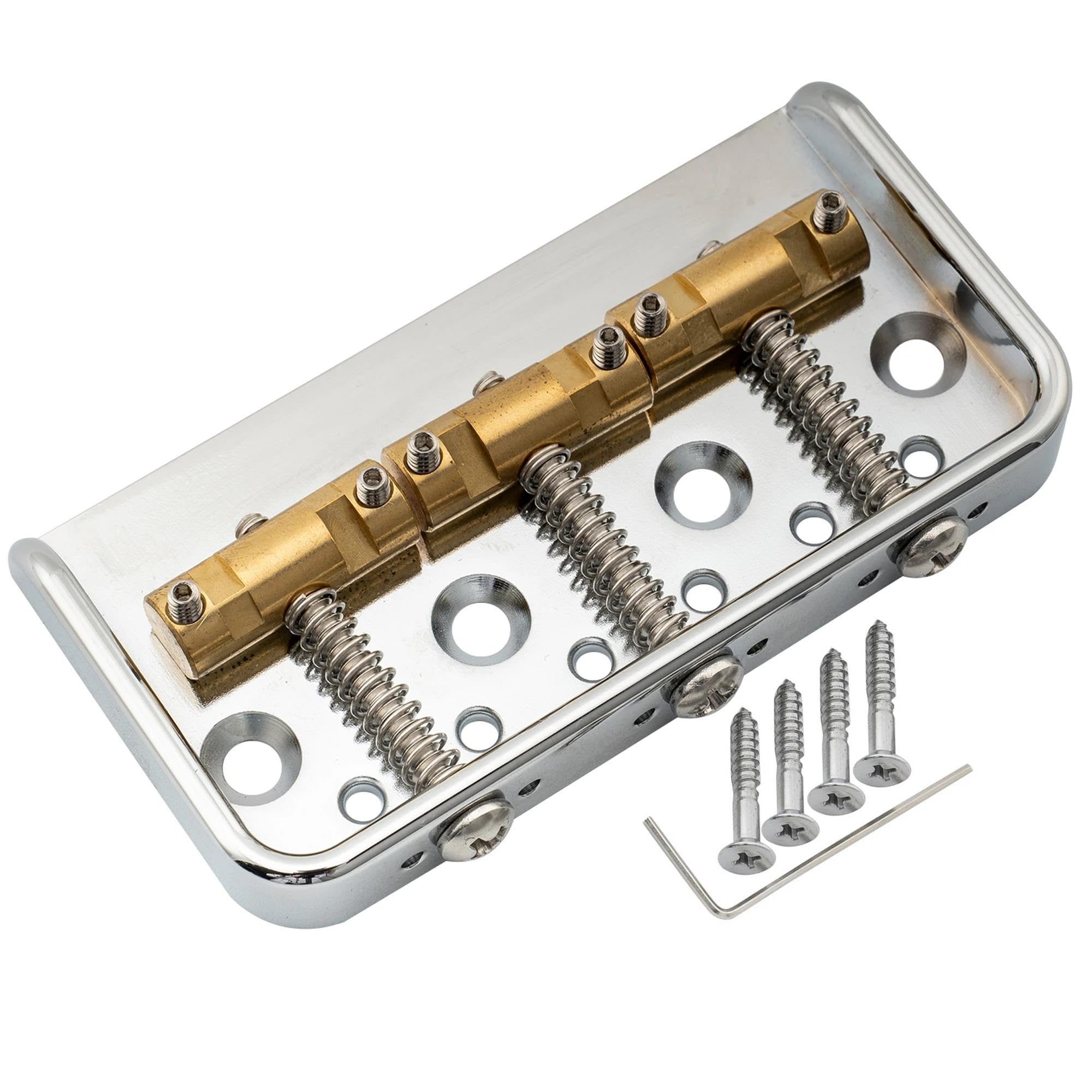 Mostek Gitarowy Rozstaw Strun 54 Mm Pełna Solidna Aluminiowa Krótka Płyta Z Mosiężnym Mostkiem 3 Siodłami Kompensacją(Chrome)