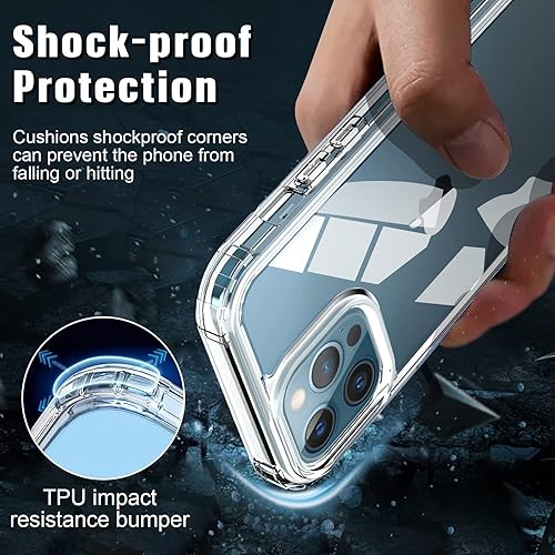 Miniatura 3 de Paquete de 2+2+1 funda transparente para iPhone 13 de 6.1 pulgadas, con 2 protectores de pantalla y 2 protectores de lente de cámara, película de