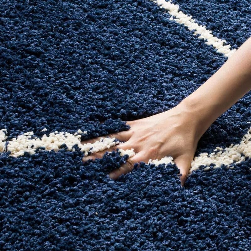 Image of Carpet for Living Room 5X7 FEET Modern Soft Shaggy Carpet Thick, Fluffy & 2 inch Pile Shag Rug for Your Kids Room, Bedroom & Livingroom (Blue Moroccan)