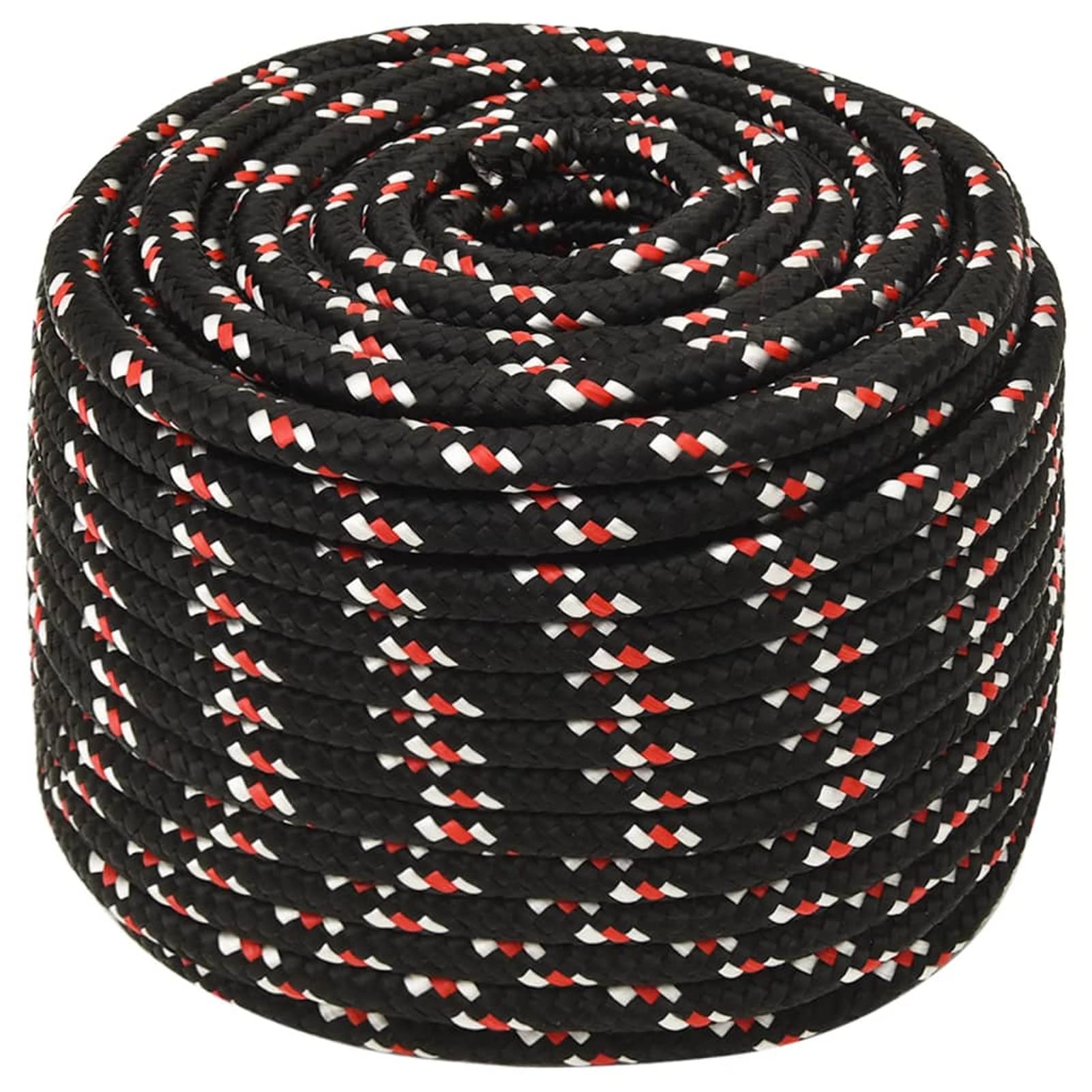 Corda Nera 12 mm 100 m in Polipropilene,Corda,Corda Intrecciata,Cima per Ancoraggio e Ormeggio-152354