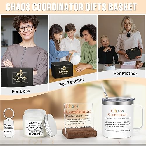 Miniatura 6 de GINGPROUS Juego de regalos de coordinador del caos, regalos de jefe para jefe de mujer, regalos de trabajo de inspiración para compañeros de