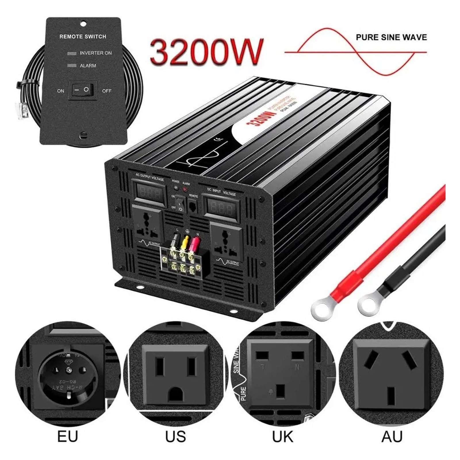 Inversor Energía Solar Onda Sinusoidal Pura 3200 W 6400 W CC 12 V 24 V 48 V A CA 110 V 220 V Pantalla Digital(12V,220V-230V,Universal)