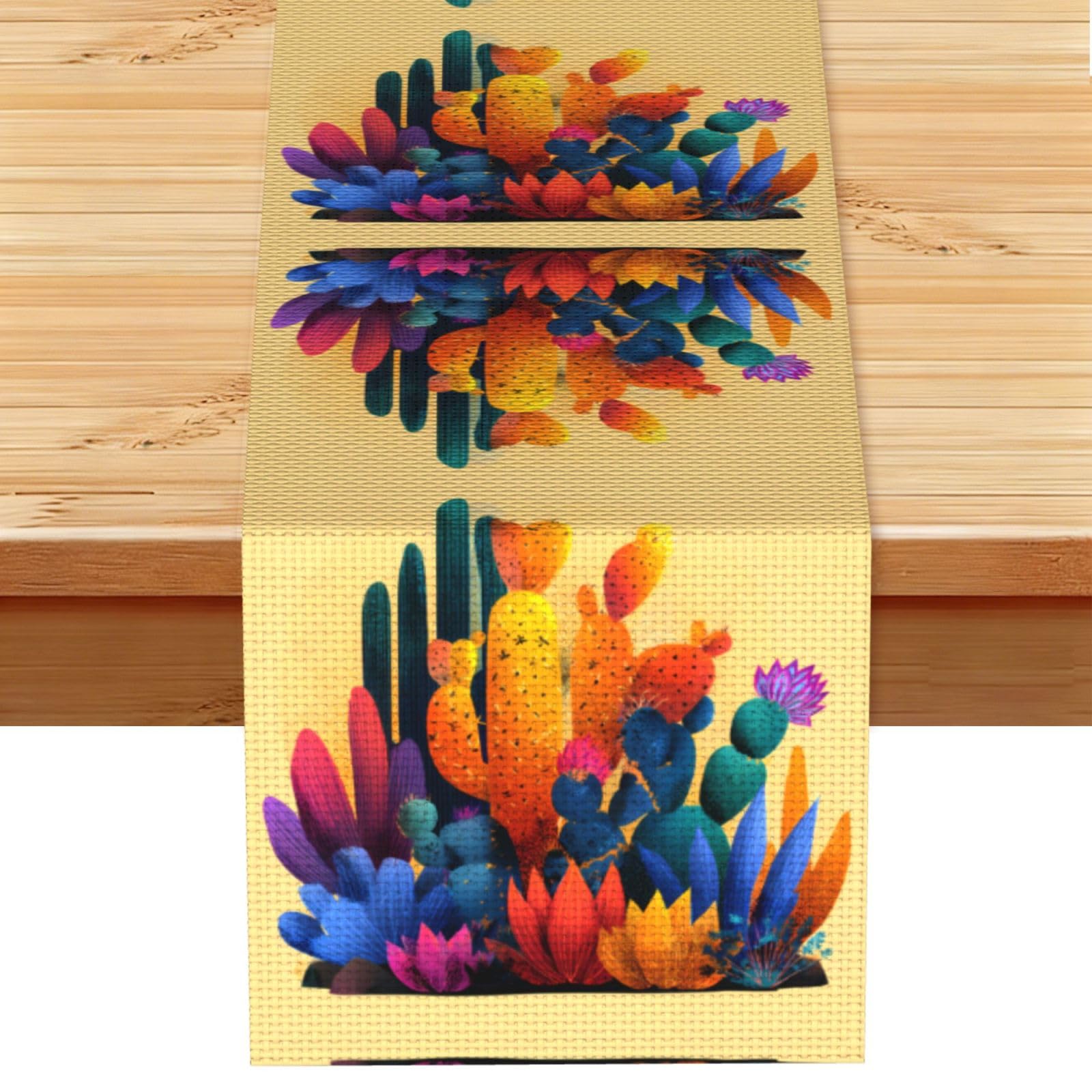 Cactus illustration Linen Feel Table Runner Wedding Party Home Decoration