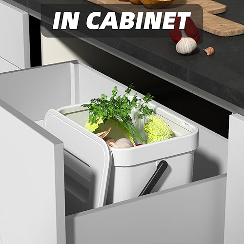 Miniatura 4 de Contenedor de abono de polipropileno 7L con tapa, blanco, 7L1.8 galones