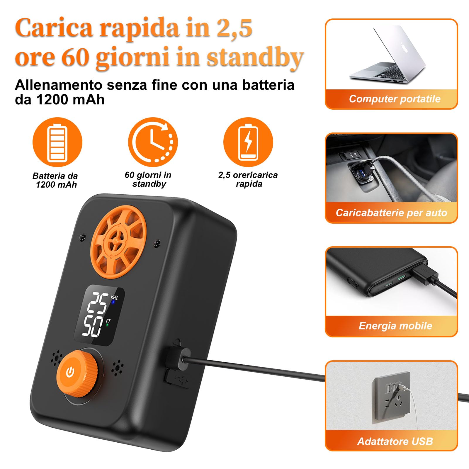Dispositivo Antiabbaio per Cani Ultrasuoni - Ultrasuoni per Cani Ferma Abbaio Automatico con 5 modalità Frequenza, 3 Portate, Interno/Esterno Efficace