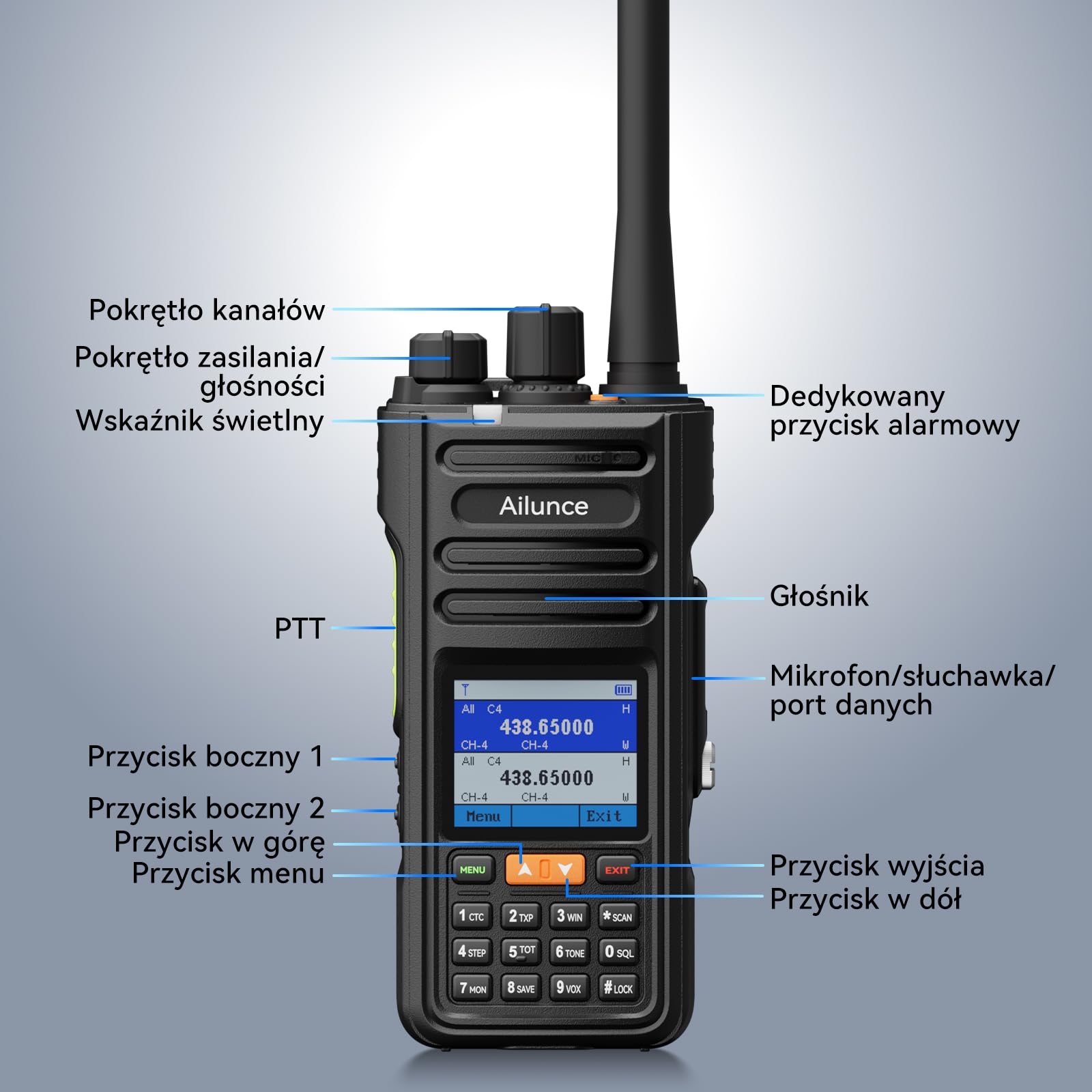 Retevis Ailunce HA2 Radiotelefon Amatorski Bluetooth, Sterowanie Aplikacją, APRS/GPS, Szybkie Ładowanie, Dwupasmowe Radio Przenośne, Wodoodporność IP67, Odbiór Lotniczy, FM, 2800 mAh USB-C, Radio Dwuk
