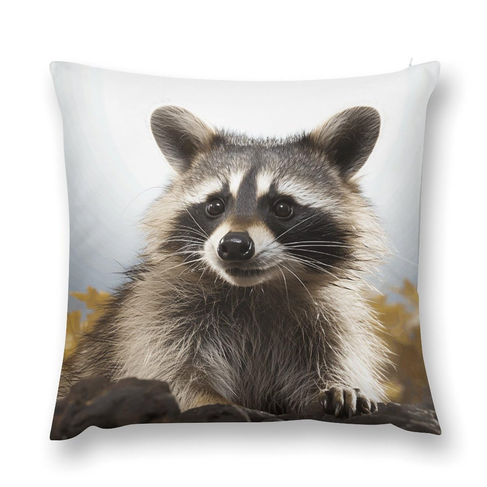 VstaDank Hairy Raccoon Throw Pillow Cover with Hidden Zipper Farmhouse Couch Pillow Cover Cozy Soft Short Plush Cushion Case Fashion Square Decorative Pillow Cover for Living Room