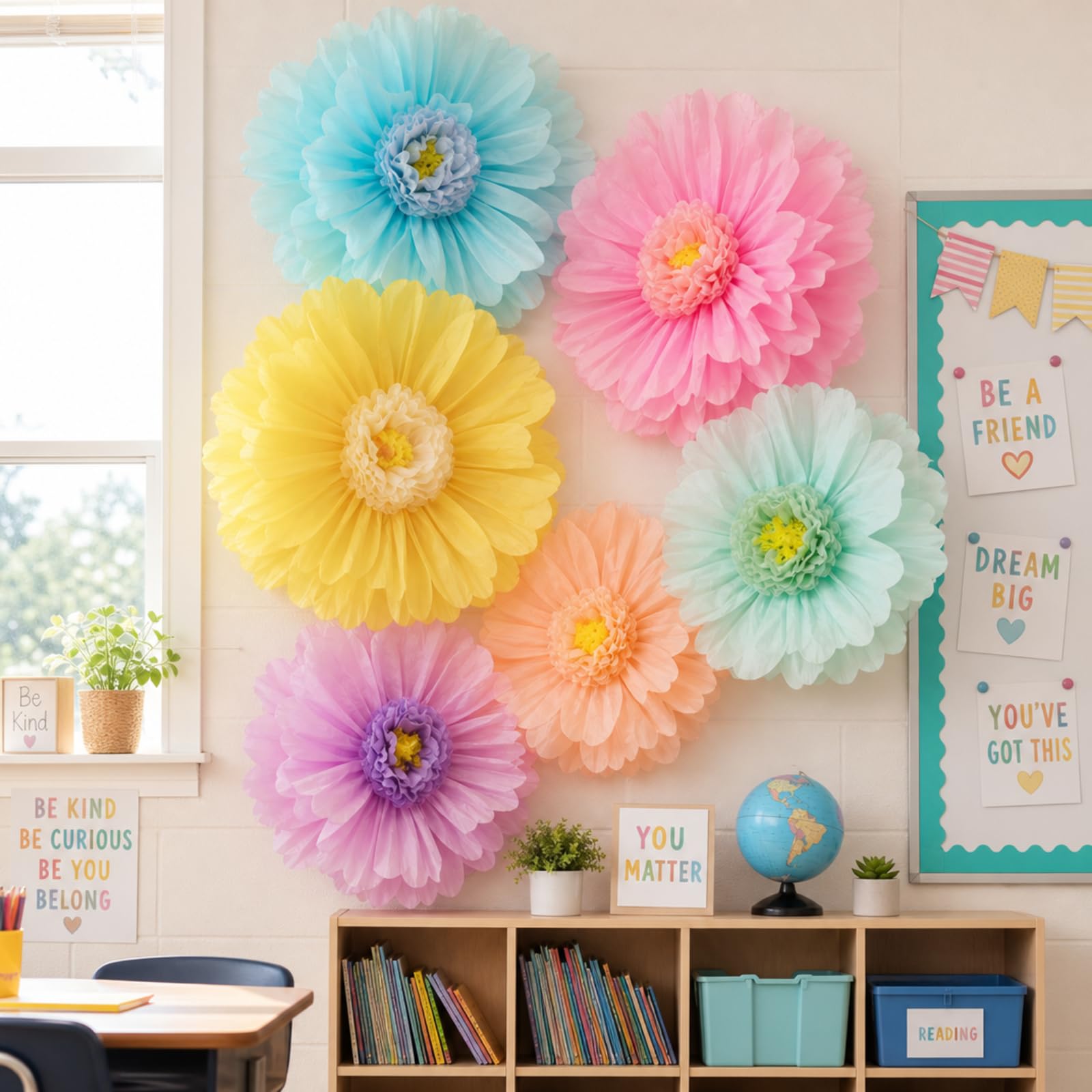 Photo 1 of Giegxin 6 Pcs 31.5", 24" Pastel Giant Paper Flower Colorful Large Tissue Paper Flower for Wall Big Pastel Floral Decorations for Wall Wedding Bridal Shower Baby Shower Mexican Fiesta Crepe Birthday