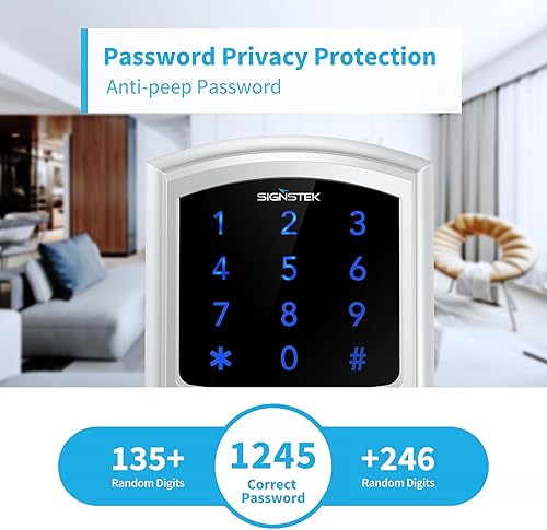 Miniatura 6 de Signstek - Cerradura de seguridad con pantalla táctil digital para puerta de entrada, puerta para manilla de puerta izquierda o derecha con llave
