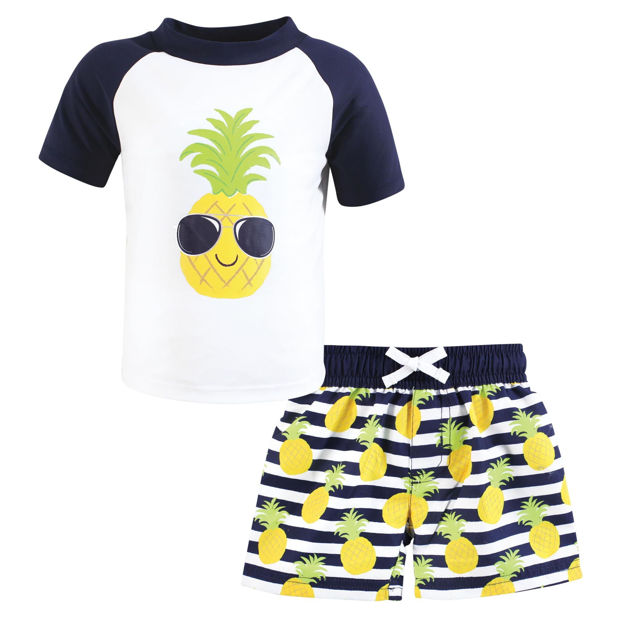 Hudson Baby Unisex Baby Swim Rashguard Set, Pineapple, 5T