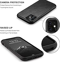 Vista 4 de TENDLIN Compatible con iPhone 11, funda híbrida de cuero de alta calidad de TPU (negro)